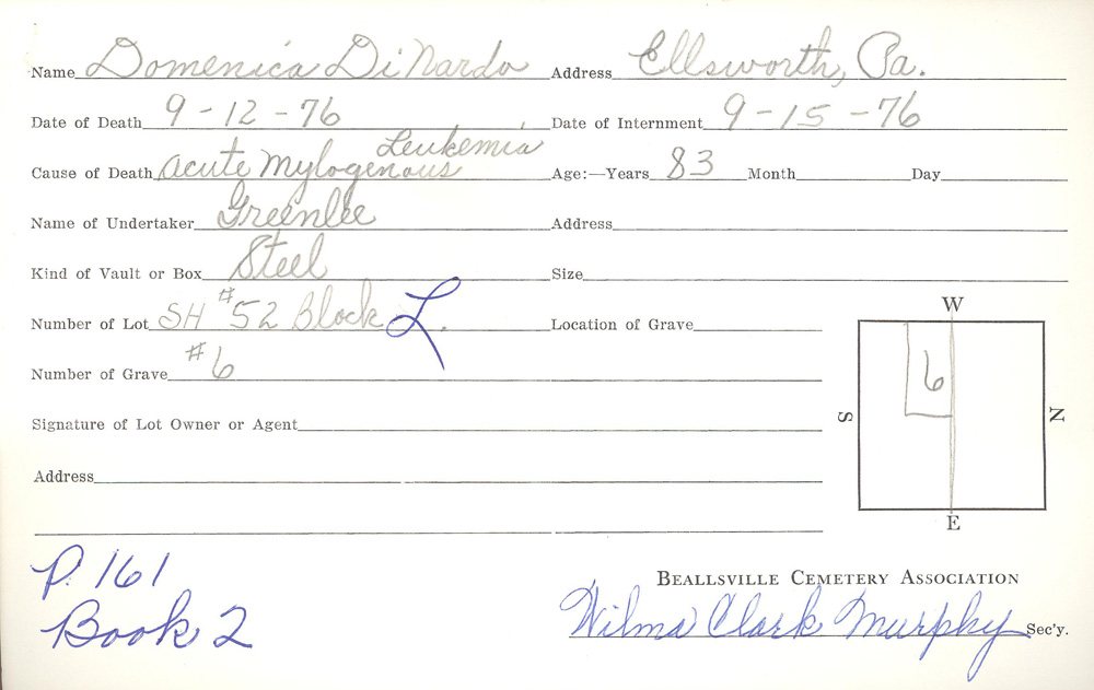 burial card